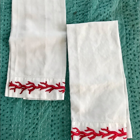 Seaside red coral cotton guest towel/dinner napkins/tea towel, beach decor, 3 - Picture 4 of 6